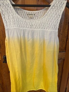 Ruff Hewn White to Yellow Ombre Crochet Yoke Tank